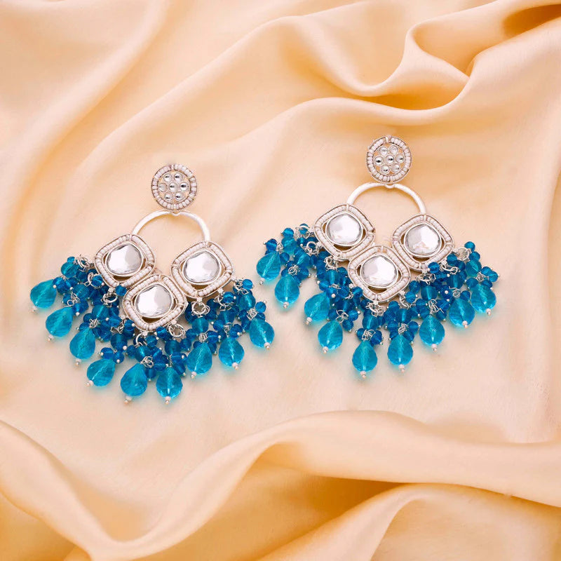 Tehzeeb Creation gold polish sky blue colour earrings THZ379