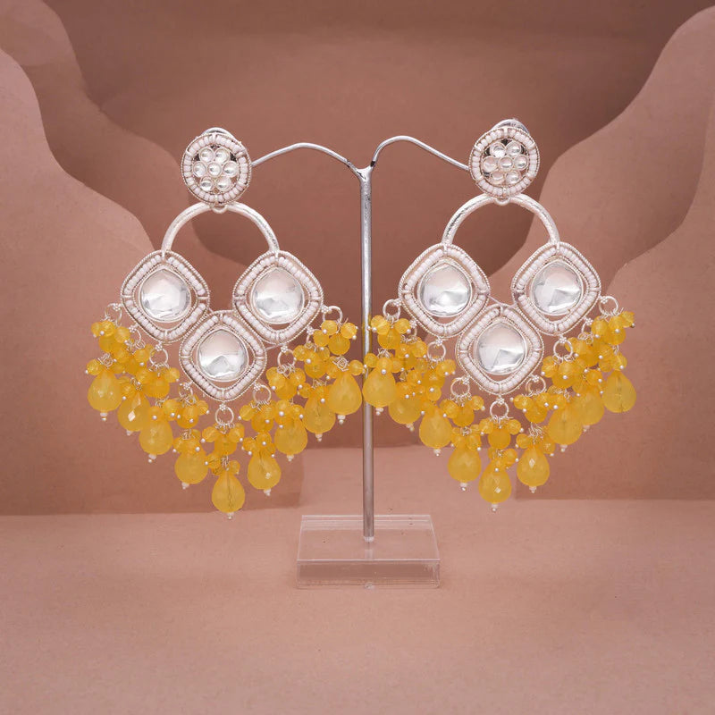 Tehzeeb Creation gold polish yellow colour earrings THZ380