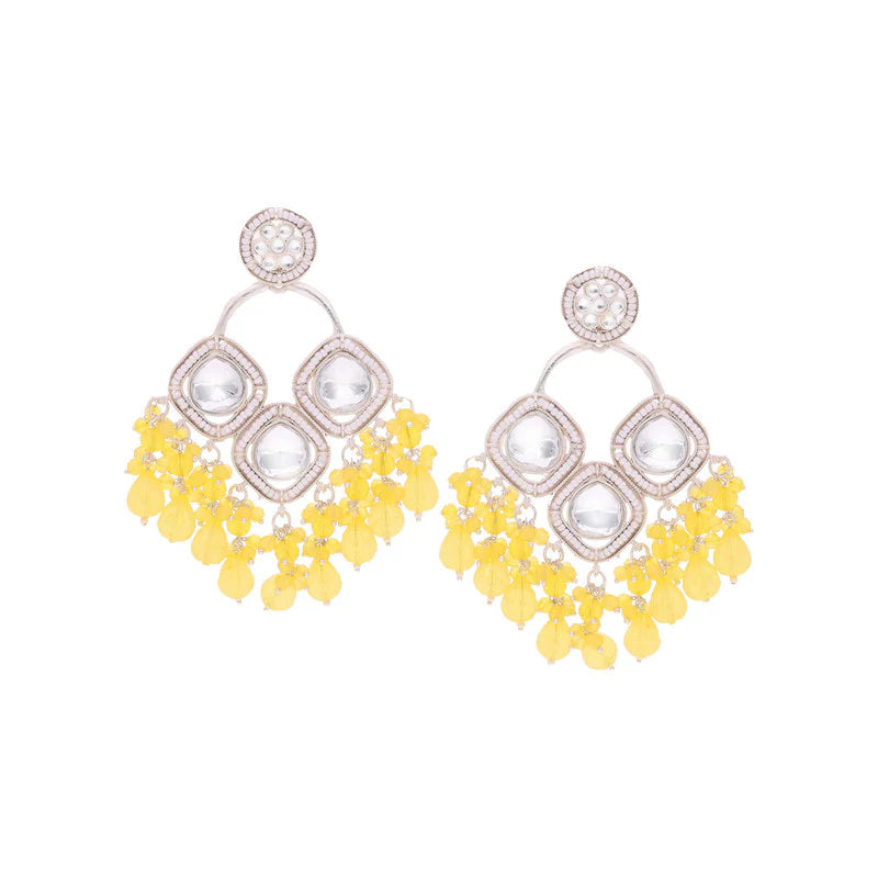 Tehzeeb Creation gold polish yellow colour earrings THZ380