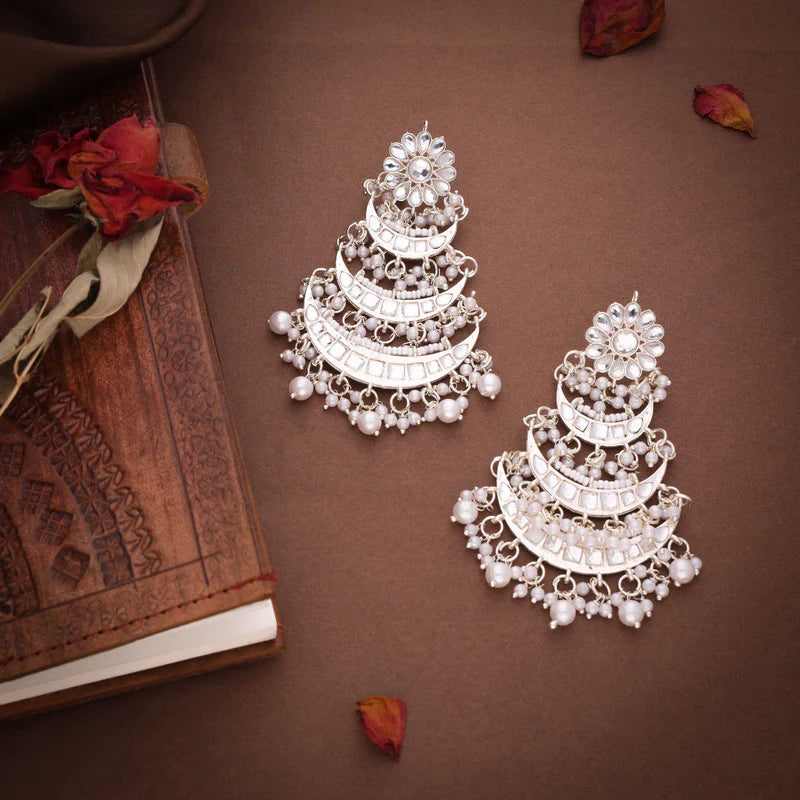 Tehzeeb Creation gold polish moon layer design earrings THZ381