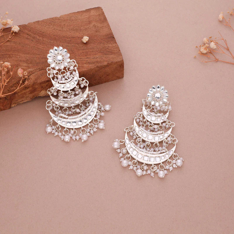 Tehzeeb Creation gold polish moon layer design earrings THZ381