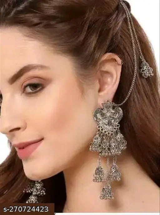 WOMENS SILVER COLOUR EARRINGS WITH CHAIN STYLE  THZ038