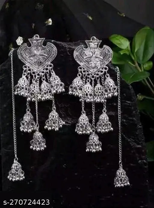 WOMENS SILVER COLOUR EARRINGS WITH CHAIN STYLE  THZ038