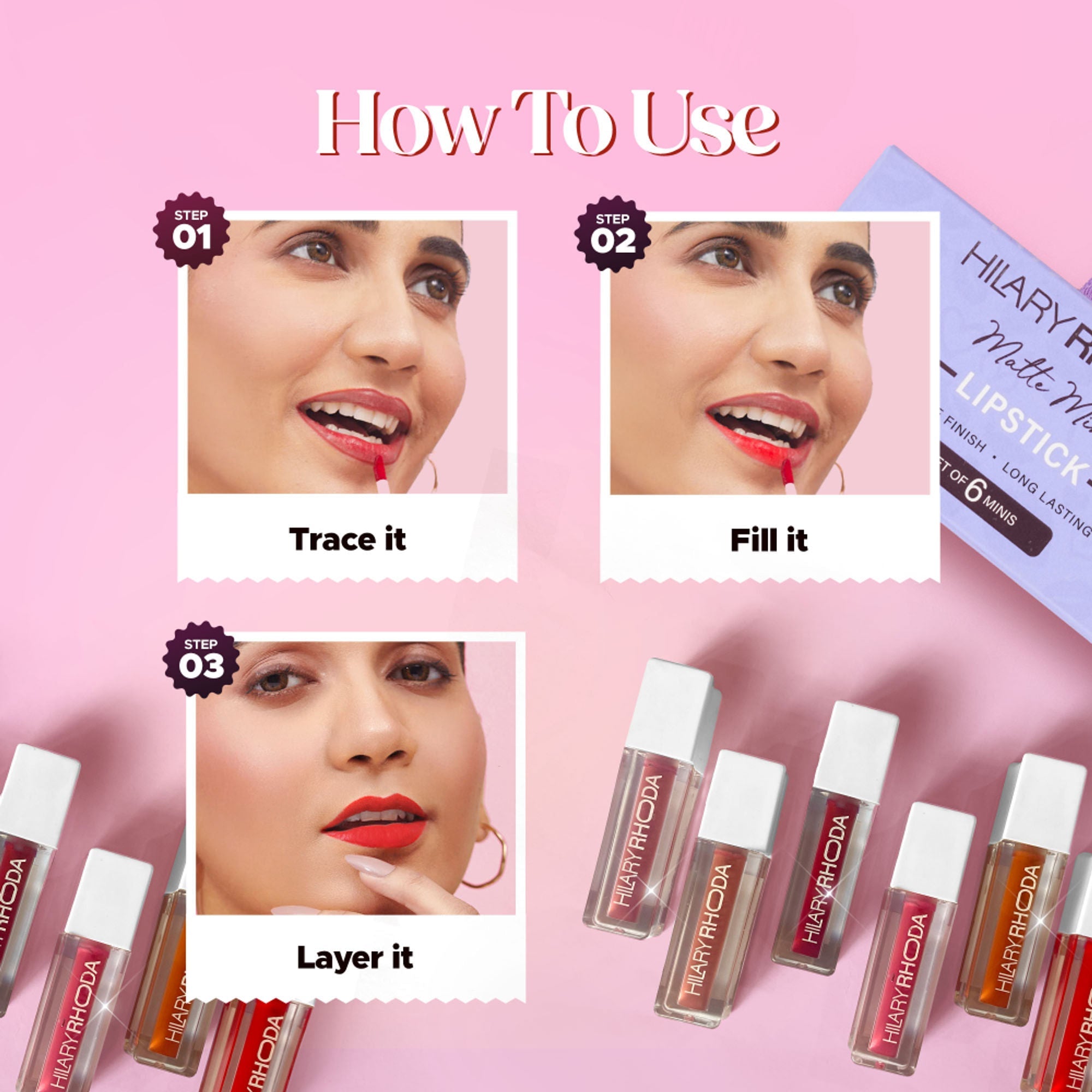 Hilary Rhoda Matte Minis Waterproof Lipstick - Set Of 6