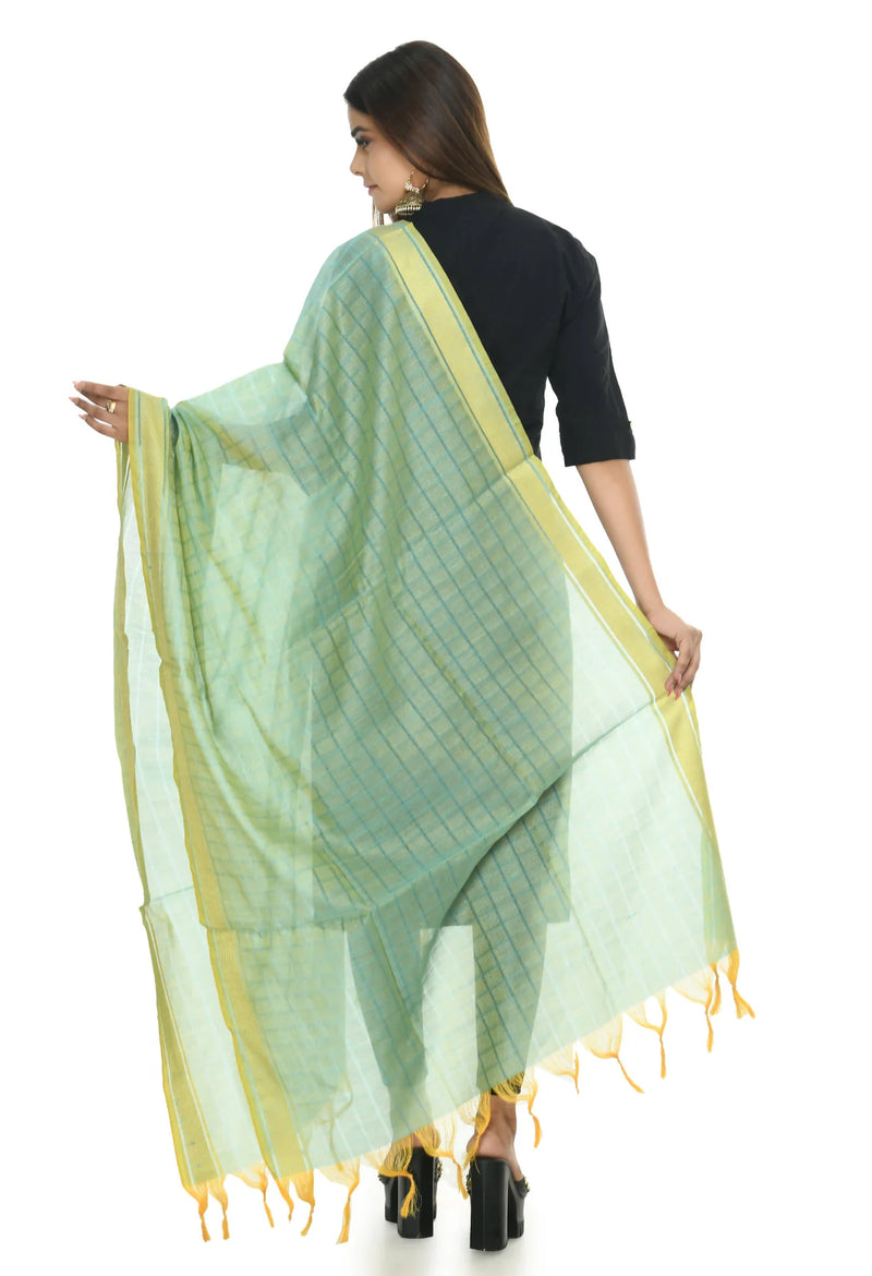 Mominos Fashion Moeza Handloom Cotton Sky Blue Dupatta