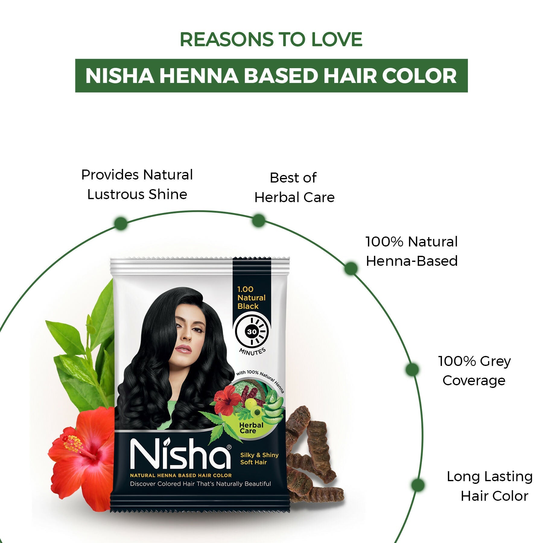 Nisha Henna Based Hair Colour For Women & Men Natural Black