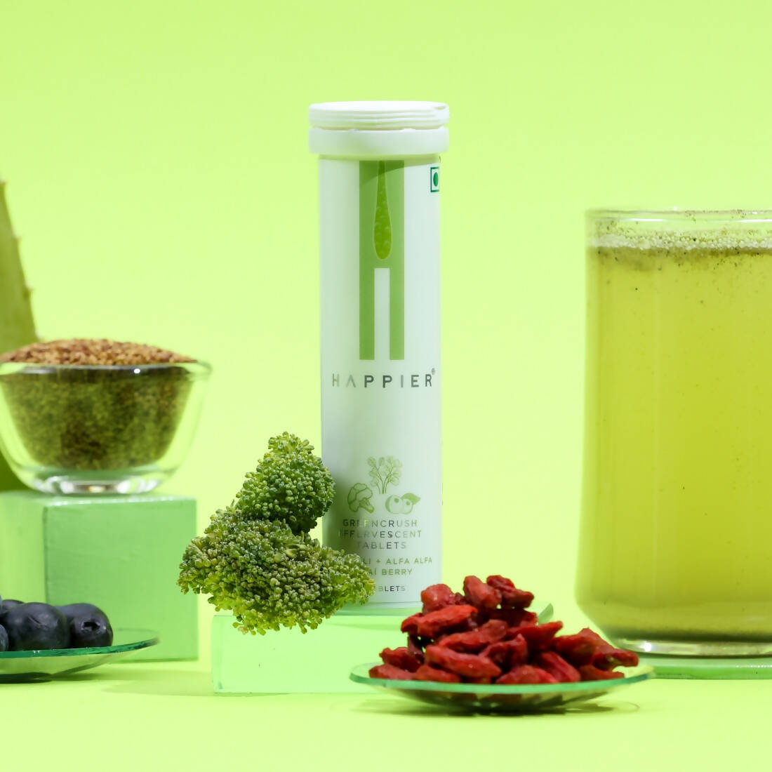 Happier Greencrush Effervescent Tablets