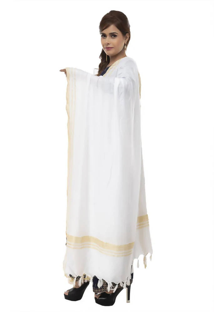 Mominos Fashion Moeza Slub Cotton Off White Dupatta