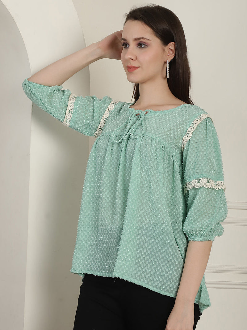 Green Peplum Women's Top