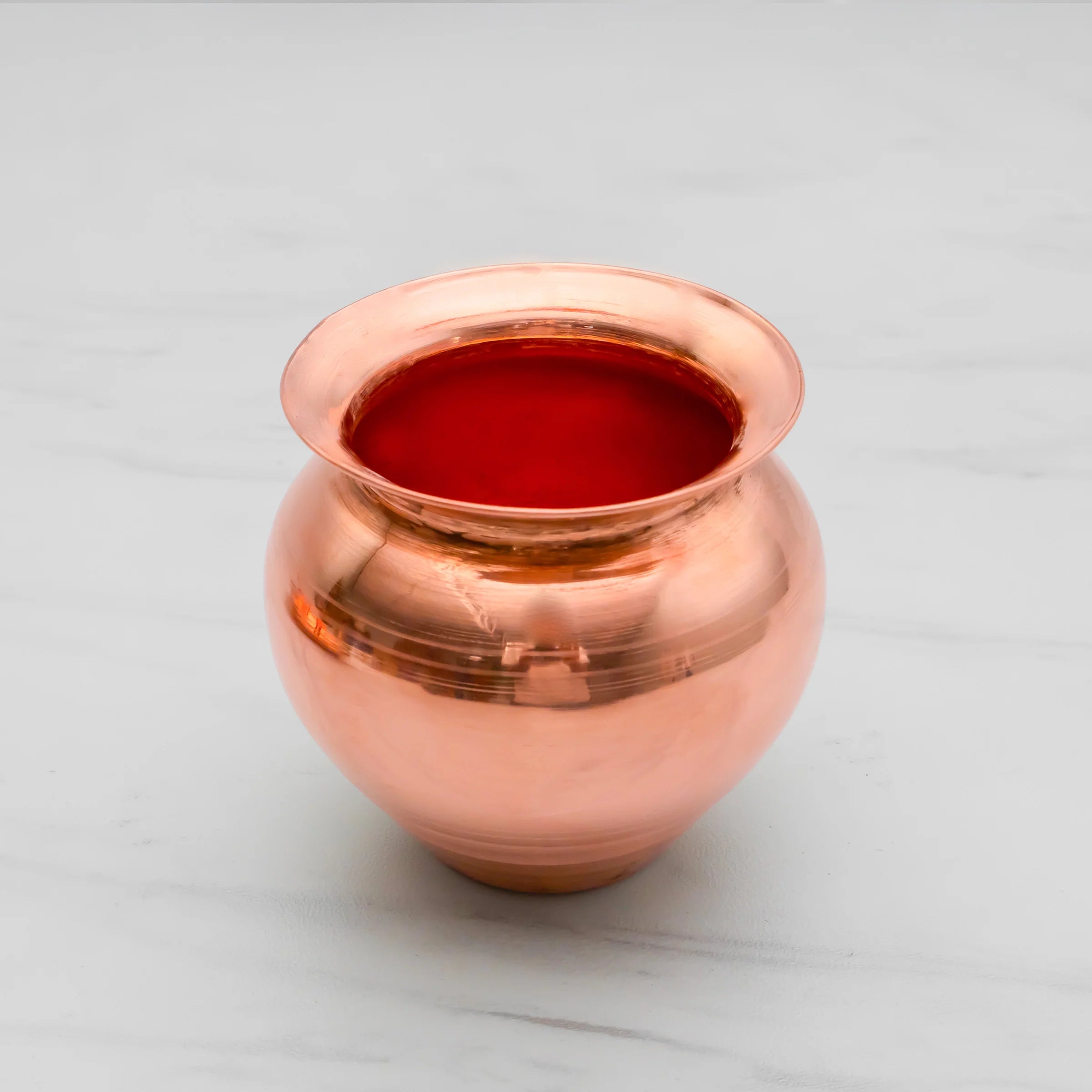 Health Smith Pure Copper Pooja Thali Set - 5 Items | Pooja Thali Set with 1 Plate, 1 Kalash, 1 Fullpatra, 1 Pali, and 1 Niranjan