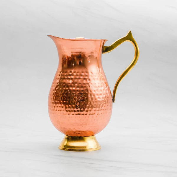 Health Smith Pure Copper Jug for Water with Lid & Handle