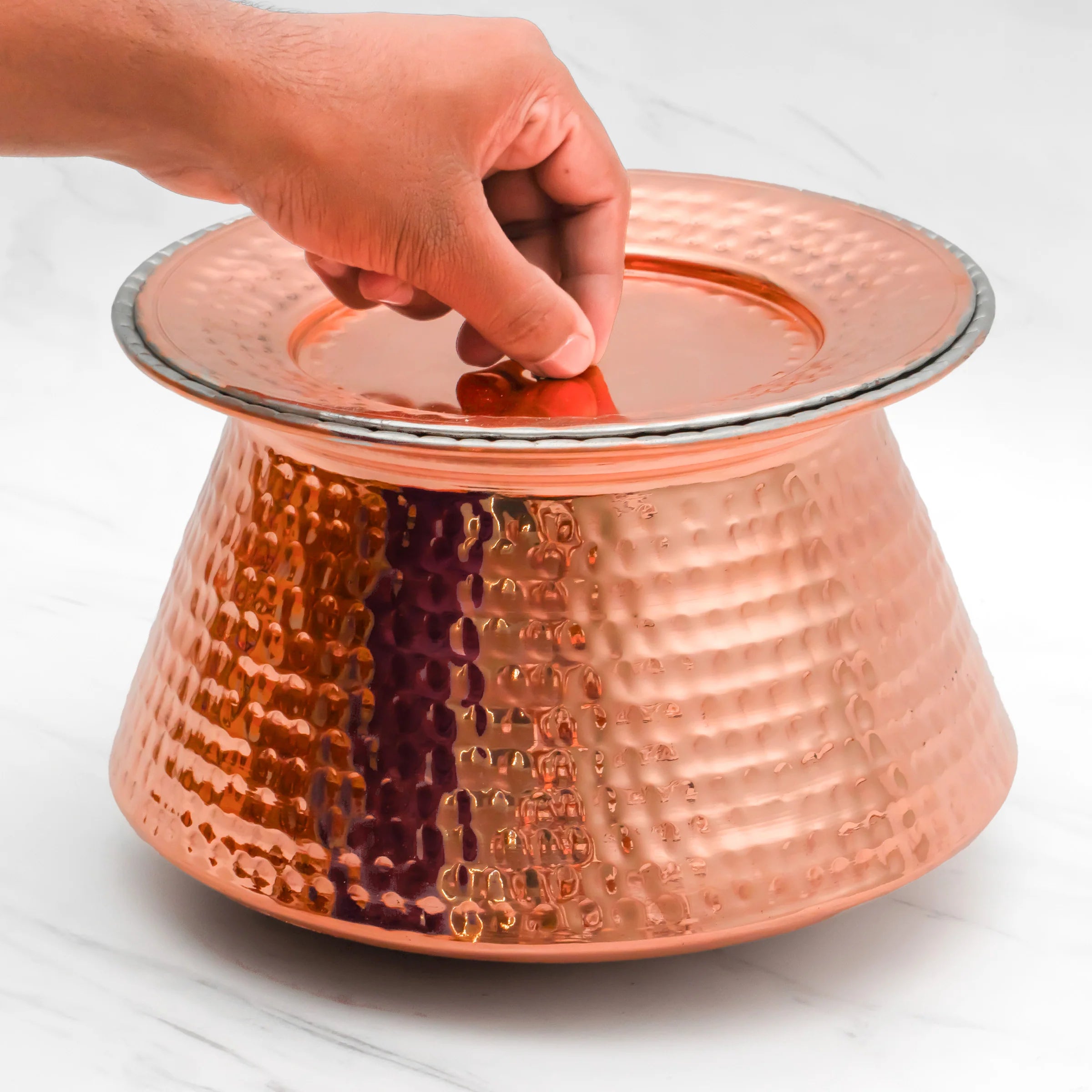 Health Smith Pure Copper Handi With Lid for Cooking – Tin Coated (Kalai)