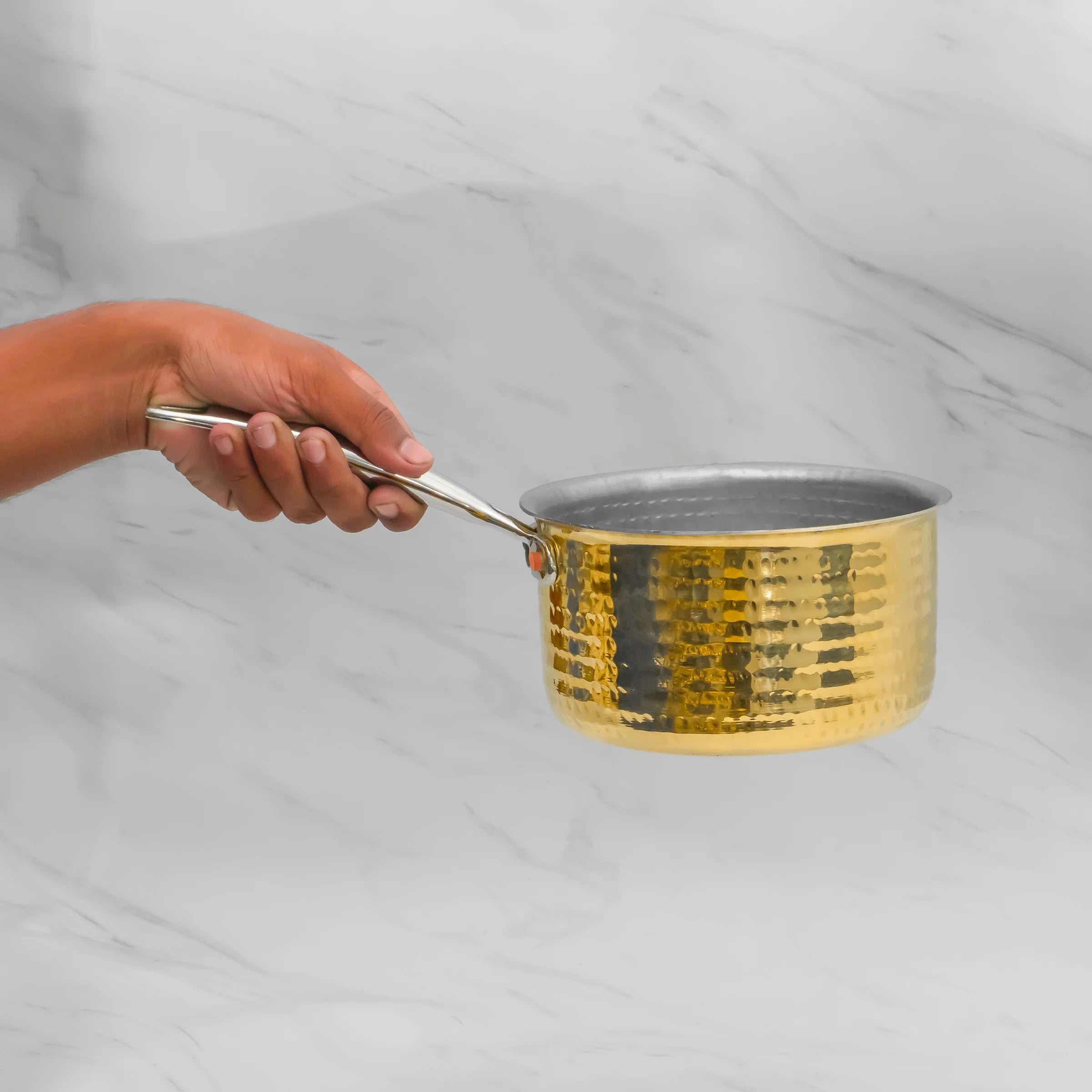 Health Smith Pure Brass Sauce Pan With Resistant Handle for Cooking – Tin Coated (Kalai)