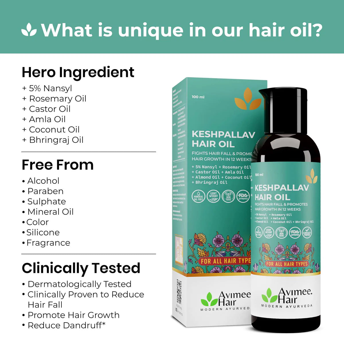Avimee herbal Keshpallav Hair Oil for Hair Growth 100ml