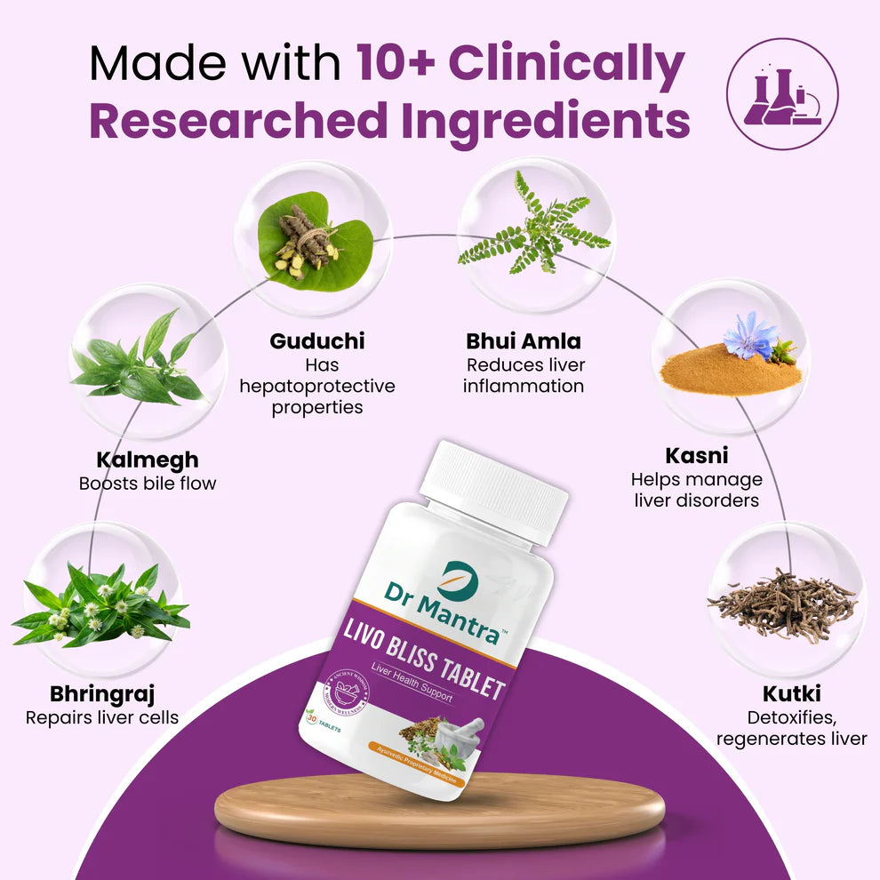 Dr Mantra Ayurvedic Livo Bliss Tablets for Fatty Liver| 30 Tablets