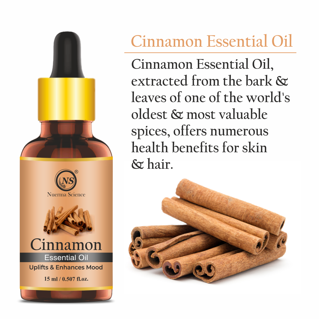 Nuerma Science Cinnamon Essential Oil For Body, Skin & Hair Care