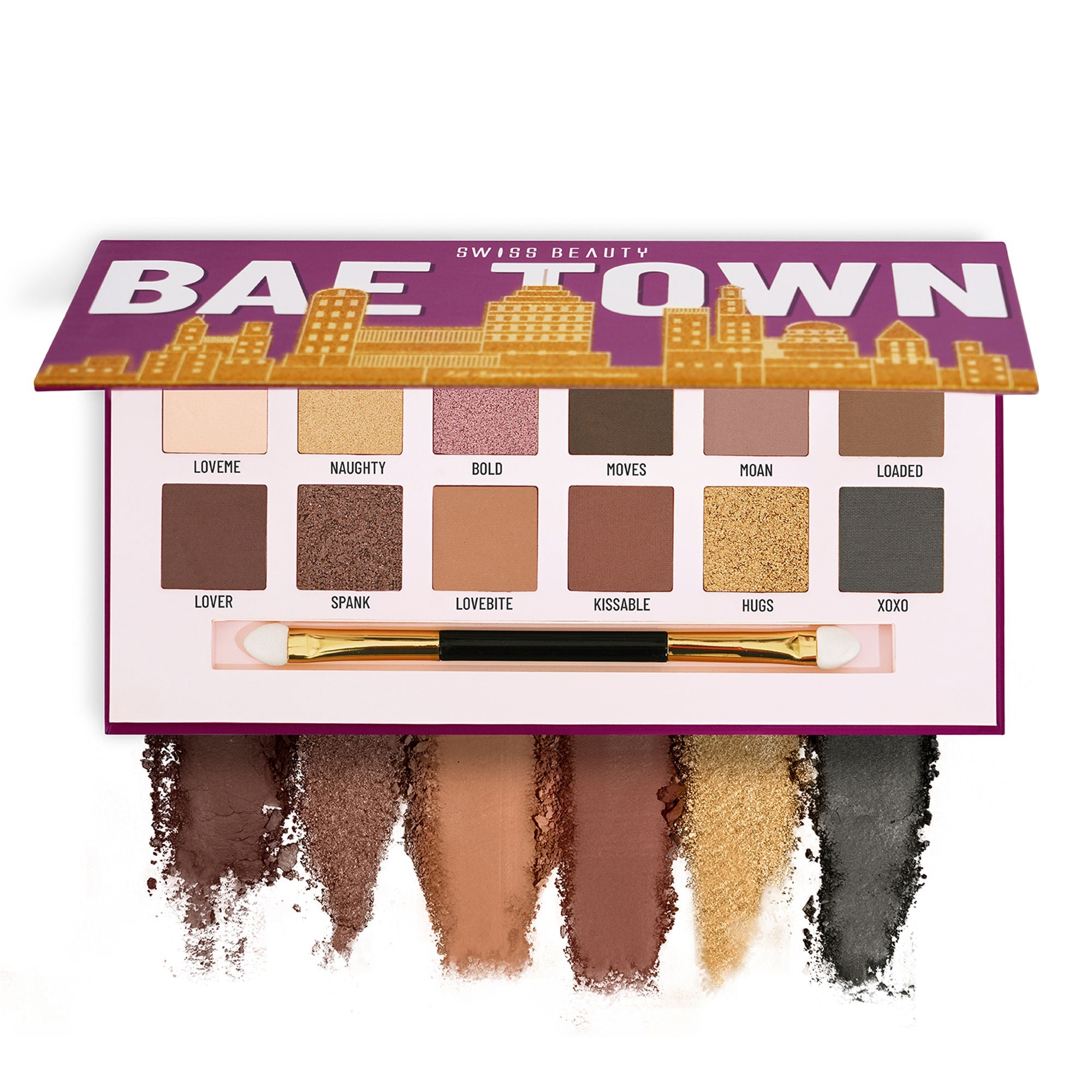 Swiss Beauty Bae Town 12-In-1 Comes Eyeshadow Palette With Eye Brush - 02 Crush Me