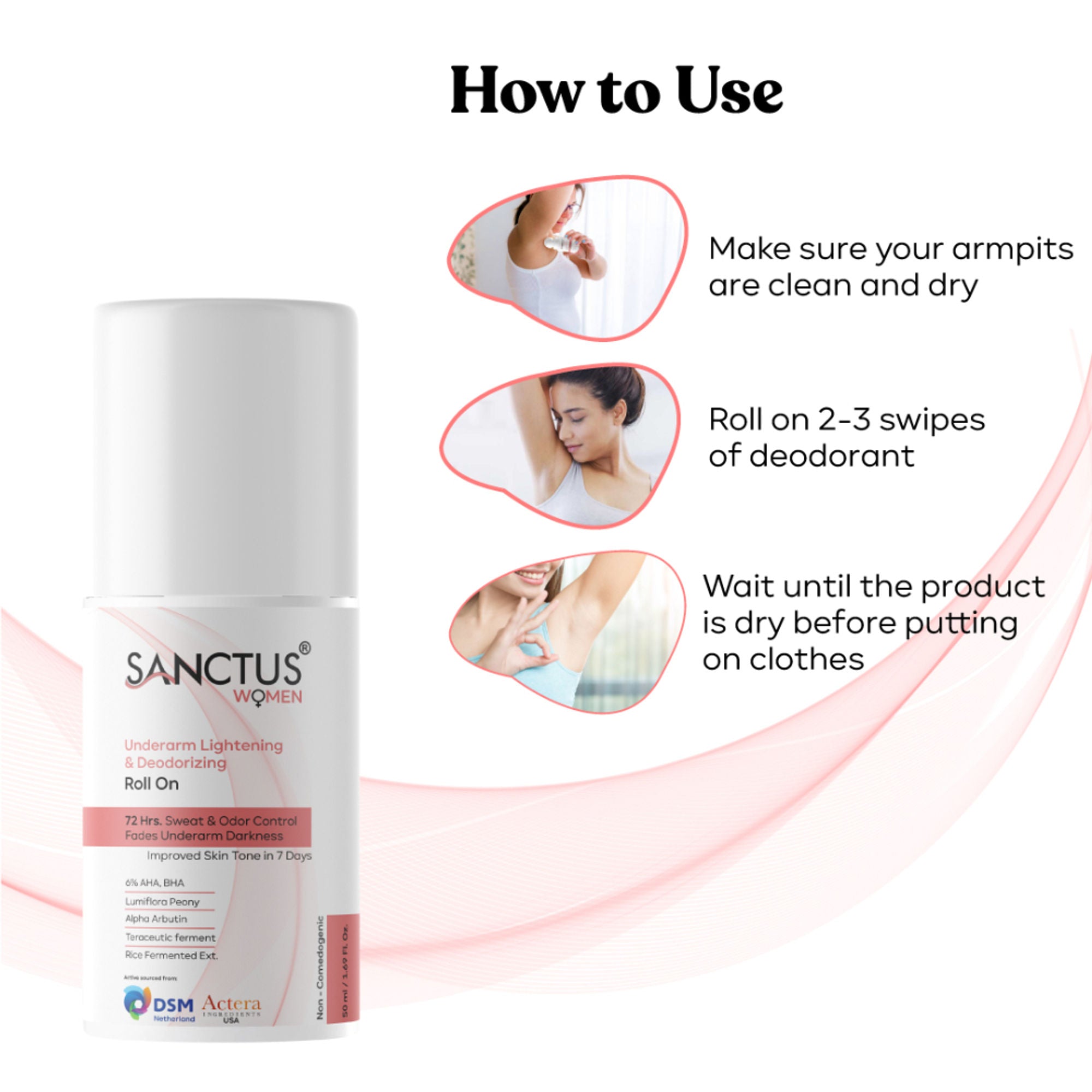SANCTUS 6%AHA BHA Underarm Roll On For Women