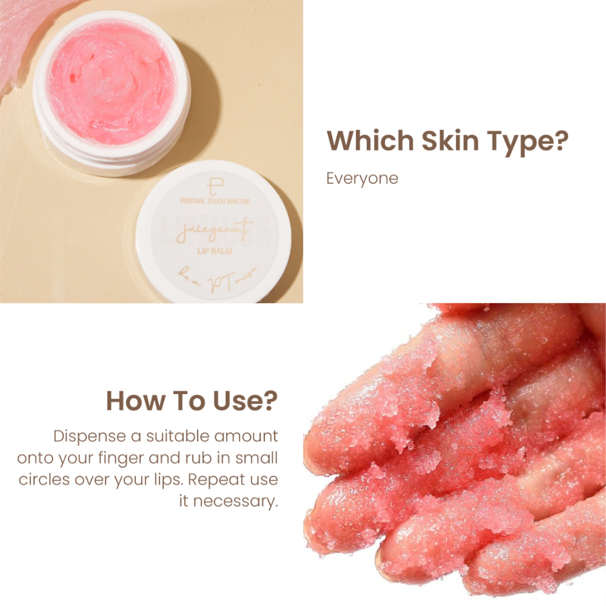 Personal Touch Skincare Juicycoat Lipbalm, USA Patented, India's 1st Squalene Lip Balm For Dark Dry Lips