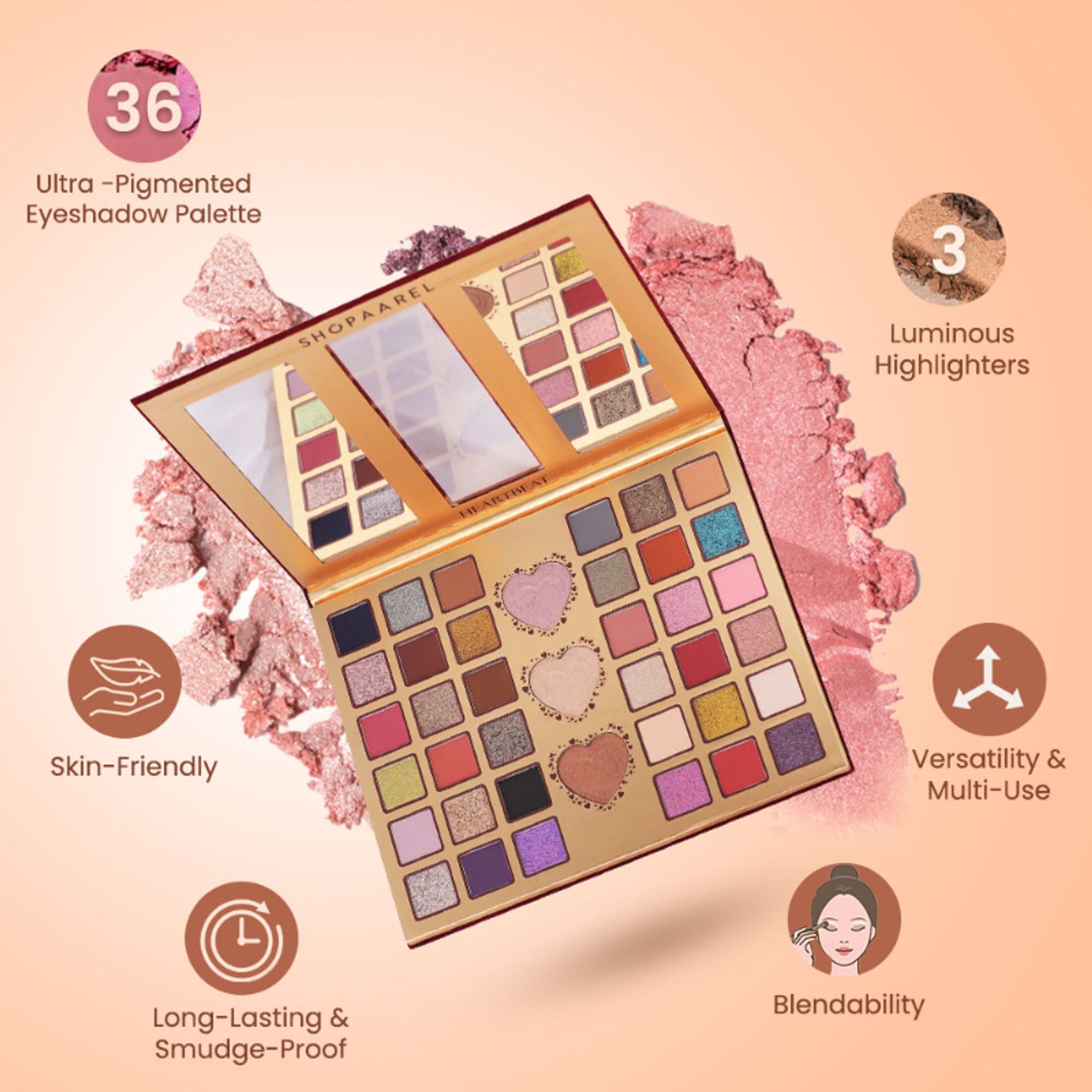 Shopaarel Heartbeat Eyeshadow & Highlighter Palette