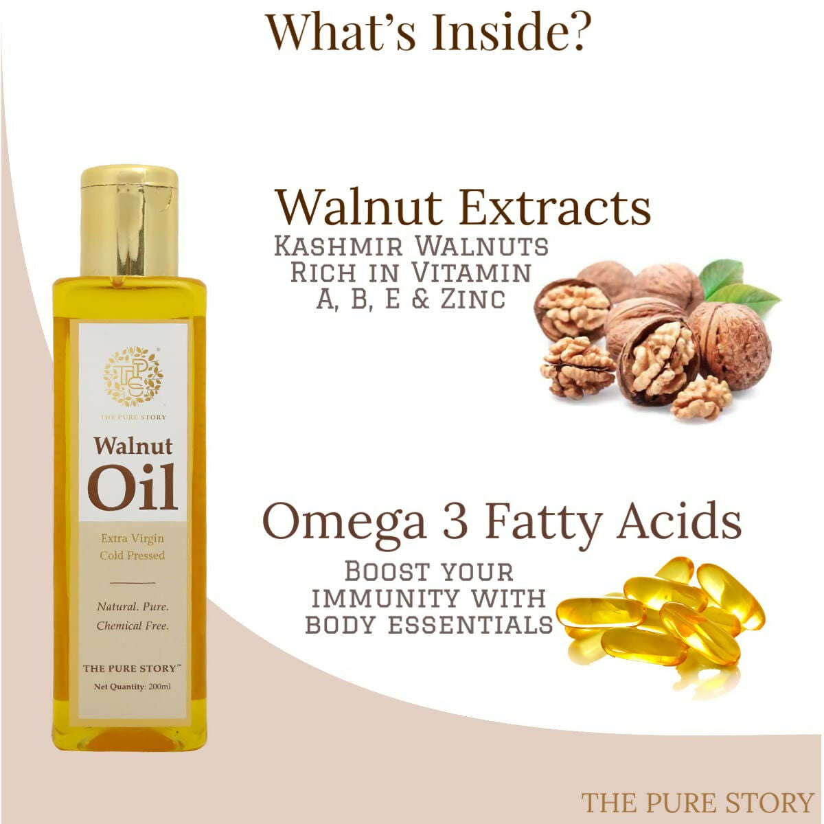 The Pure Story Natural Cold Pressed Oil for Hair & Skin with Walnut