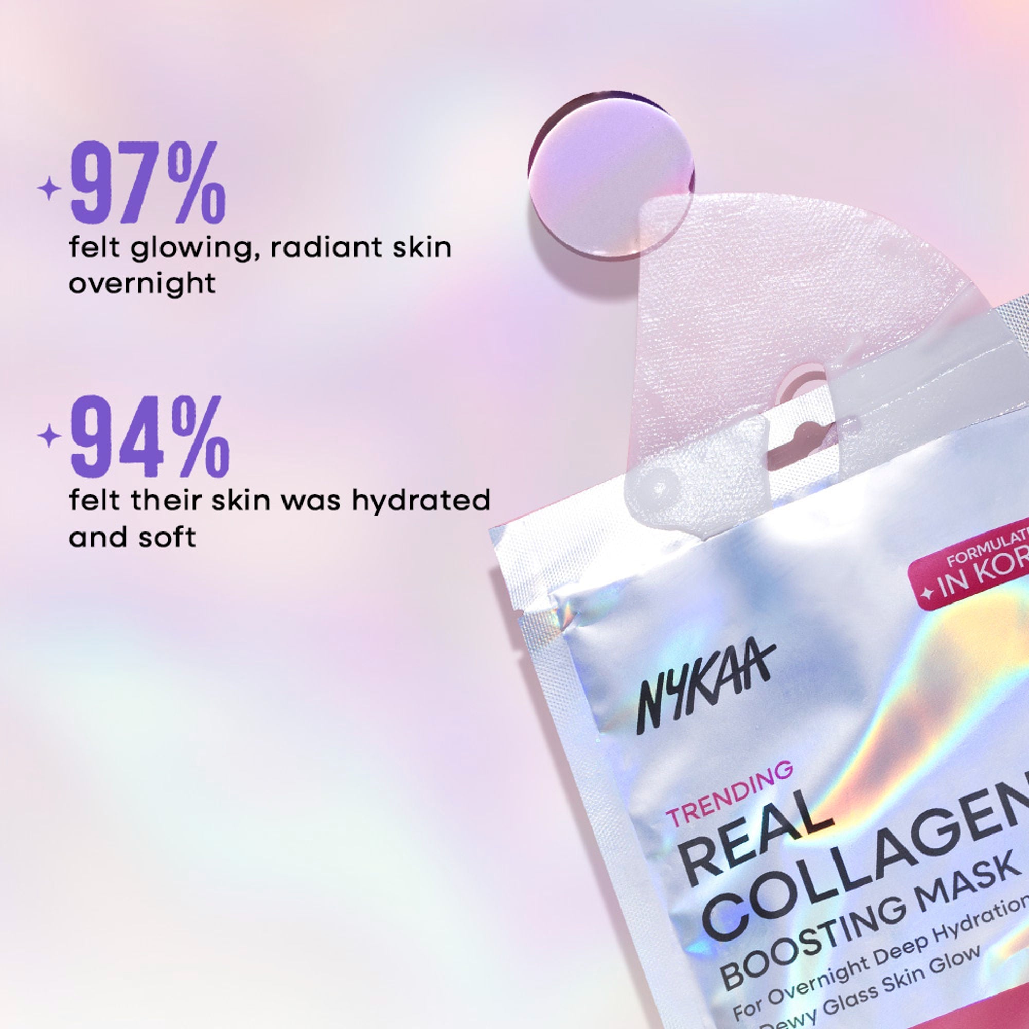 Nykaa Skin Real Collagen Mask – Hydrates, Brightens And Gives Dewy Skin Overnight - Formulated In Korea