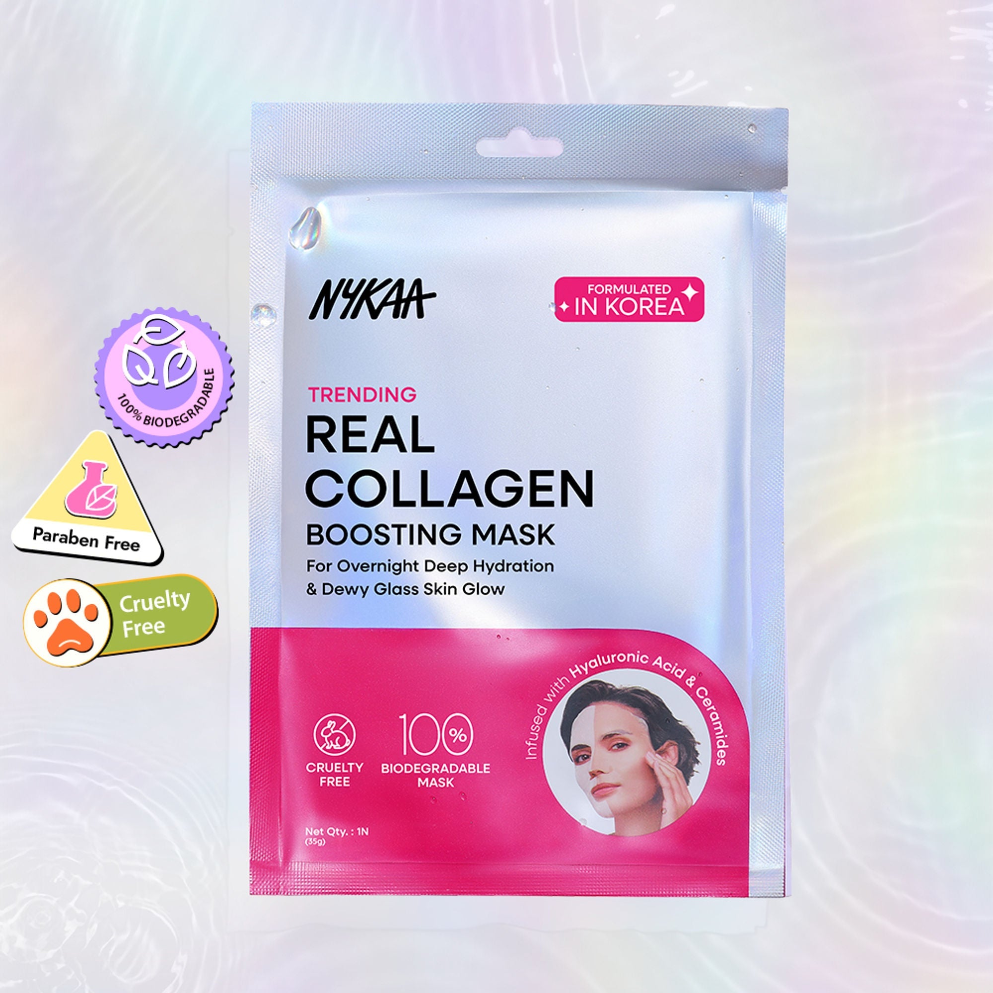 Nykaa Skin Real Collagen Mask – Hydrates, Brightens And Gives Dewy Skin Overnight - Formulated In Korea