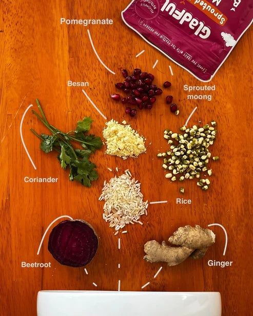 Gladful Beetroot Chilla with Sprouted Moong Mix