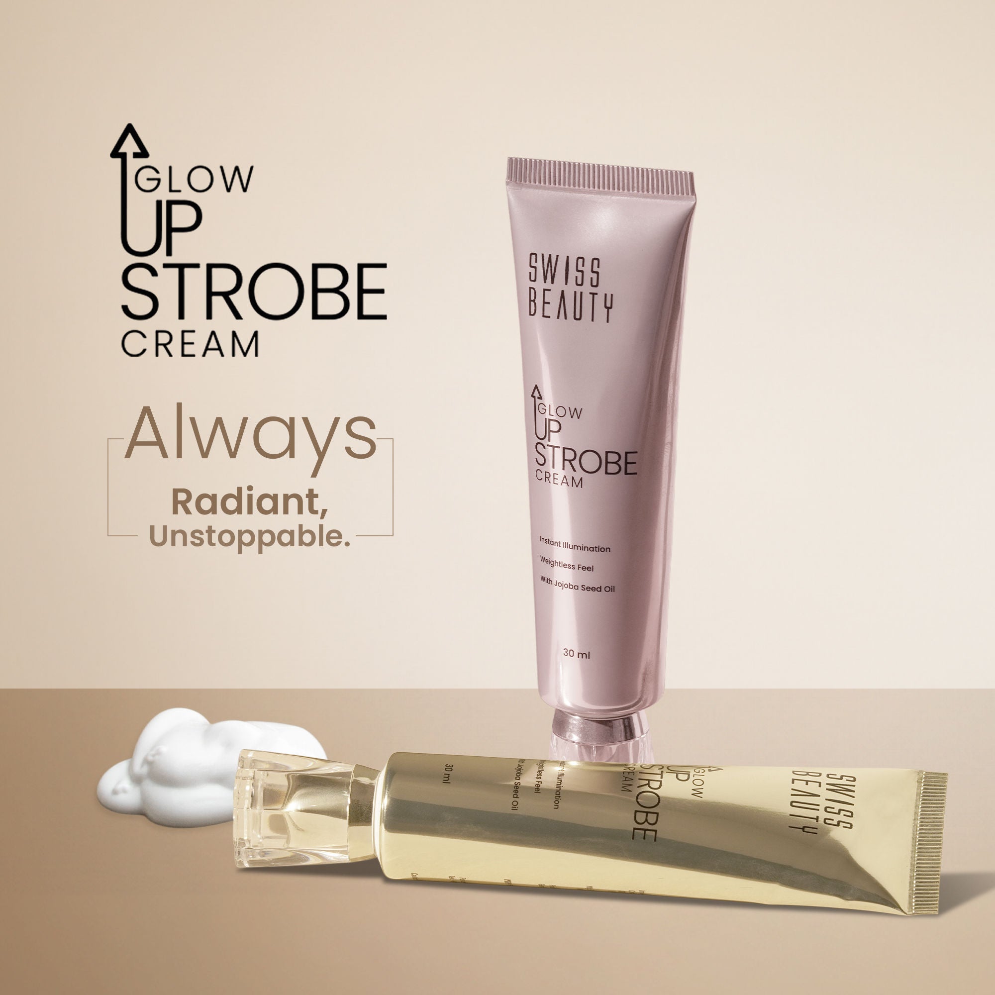 Swiss Beauty Glow Up Strobe Cream, Dewy Radiance, Versatile Use With Jojoba Oil - 2 Moonlit Glow