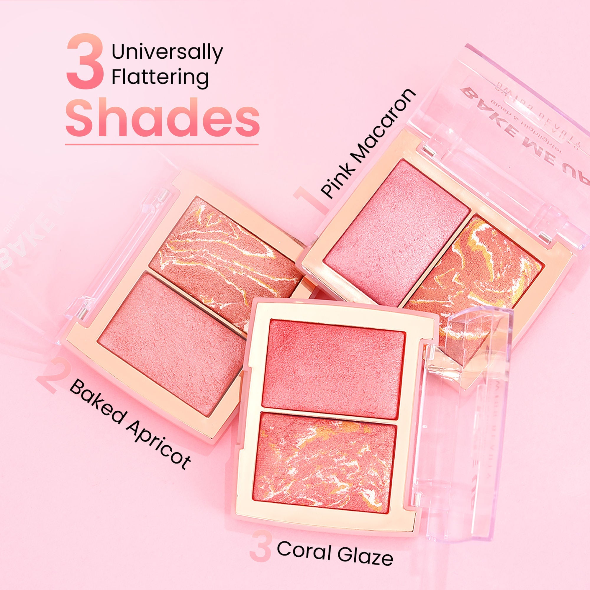 Swiss Beauty Bake Me Up Blush & Highlighter , 2-In-1 Baked Formula, Long-Lasting - Pink Macaron