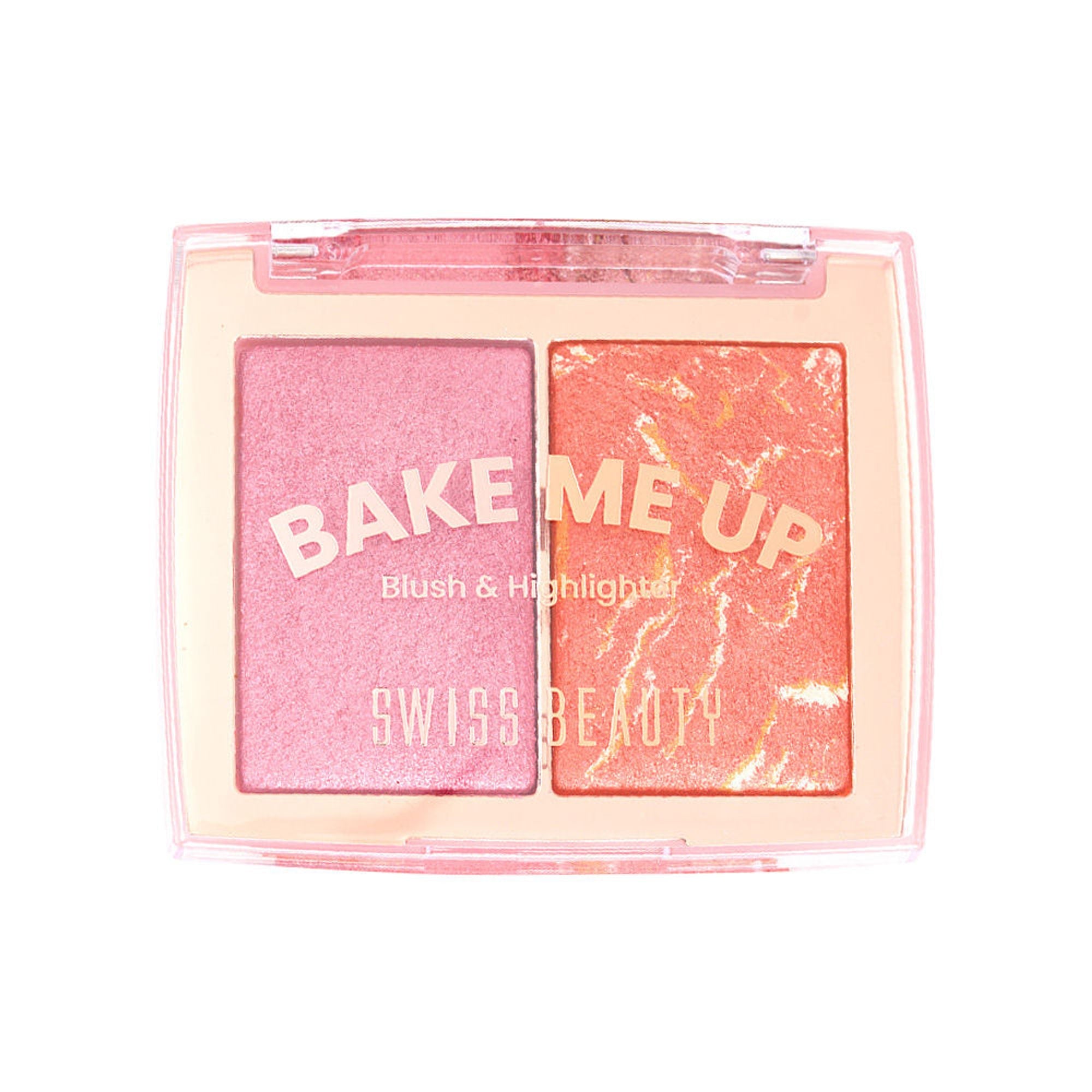 Swiss Beauty Bake Me Up Blush & Highlighter , 2-In-1 Baked Formula, Long-Lasting - Pink Macaron