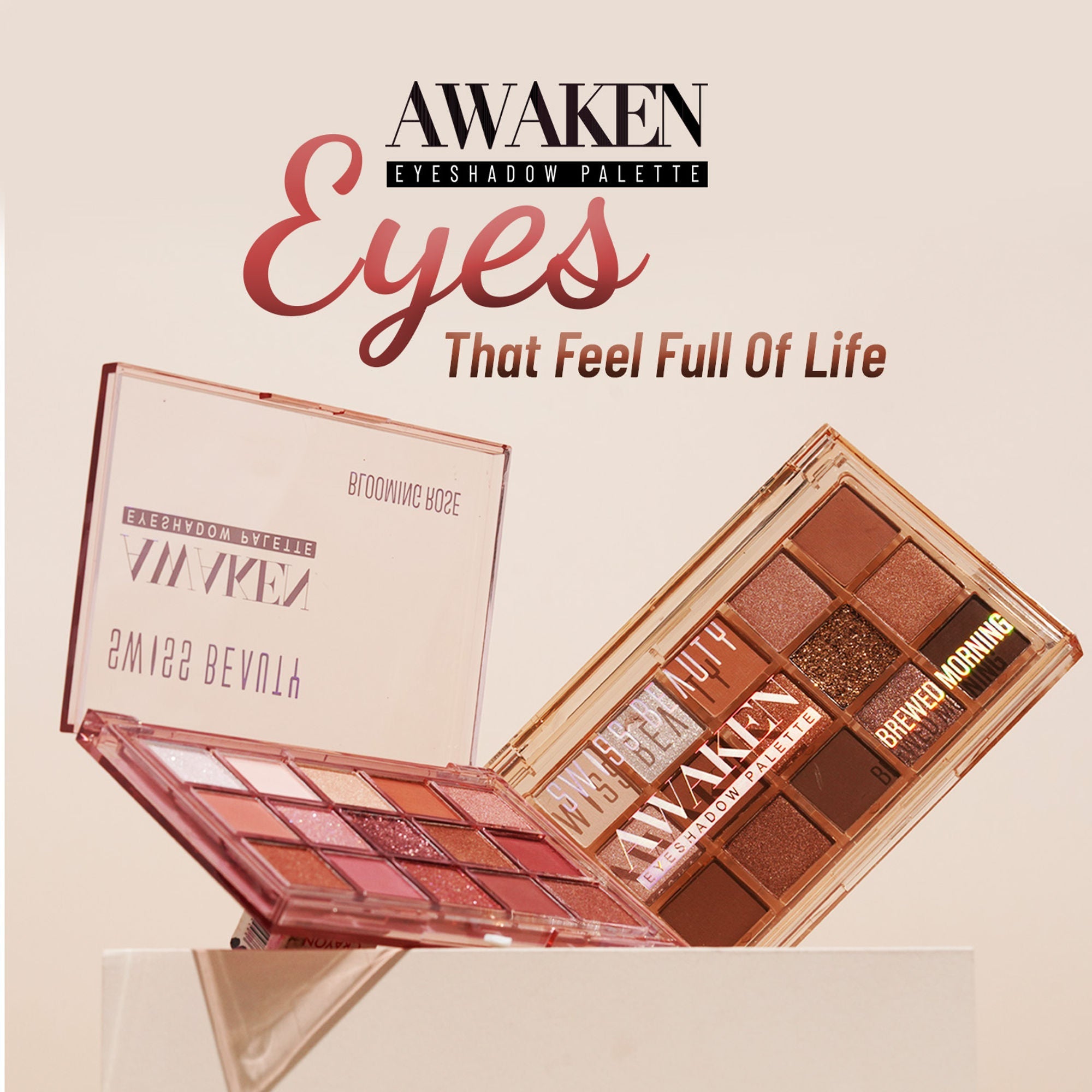 Swiss Beauty Awaken Eyeshadow Palette , Matte + Shimmer Finish , Long-Lasting - Blooming Rose