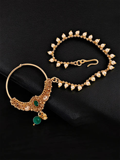 Tehzeeb Creation Traditional Designer Kundan Stone Green Meenakari Choker Bridal Set THZ392