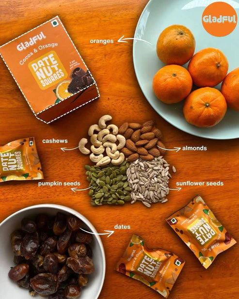 Gladful Date Nut Squares - Cocoa & Orange: 8 Bars