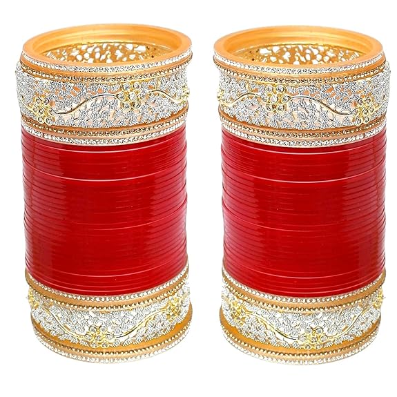 Tehzeeb Creation Bridal Bangle Set Dhanteras/Diwali/Bhai Dooj Collection Red Color Chuda Dulhan Punjabi Choora Wedding Chura For Women  THZ459