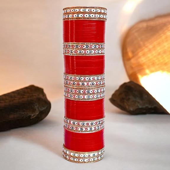 Tehzeeb Creation  Bridal Bangle Set Dhanteras/Diwali/Bhai Dooj Collection Red Designer Chura Wedding Punjabi Choora Fashion Jewellery Chuda Set THZ461