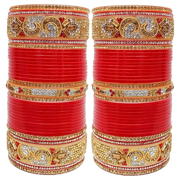 Tehzeeb Creation Bangle Set for Women (Red)  THZ465