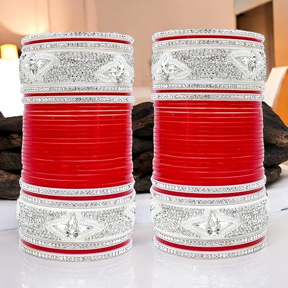 Tehzeeb Creation  Designer Red Color Bridal Dulhan Punjabi Choora Wedding Chura, Chuda for Womens & Girls  THZ472