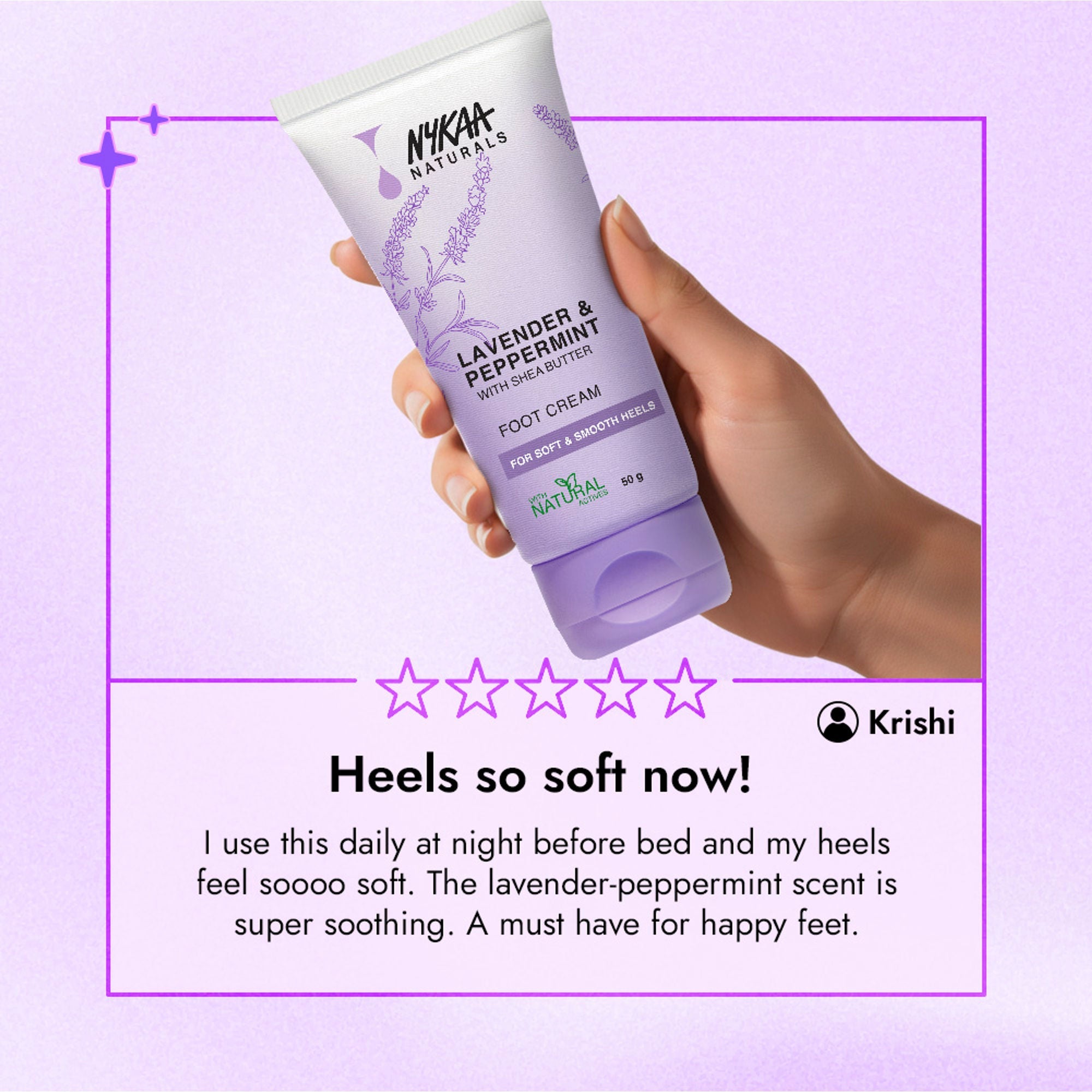 Nykaa Skin Happy Heels 20%Urea, 2%Lactic Acid Foot Cream-Dry & Cracked Feet - Lavender & Peppermint