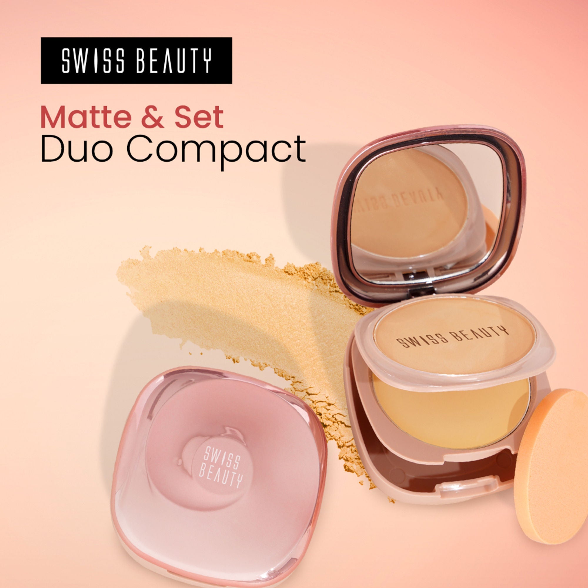 Swiss Beauty Matte & Set Duo Lightweight Compact Powder - 01 Ivory and Translucent