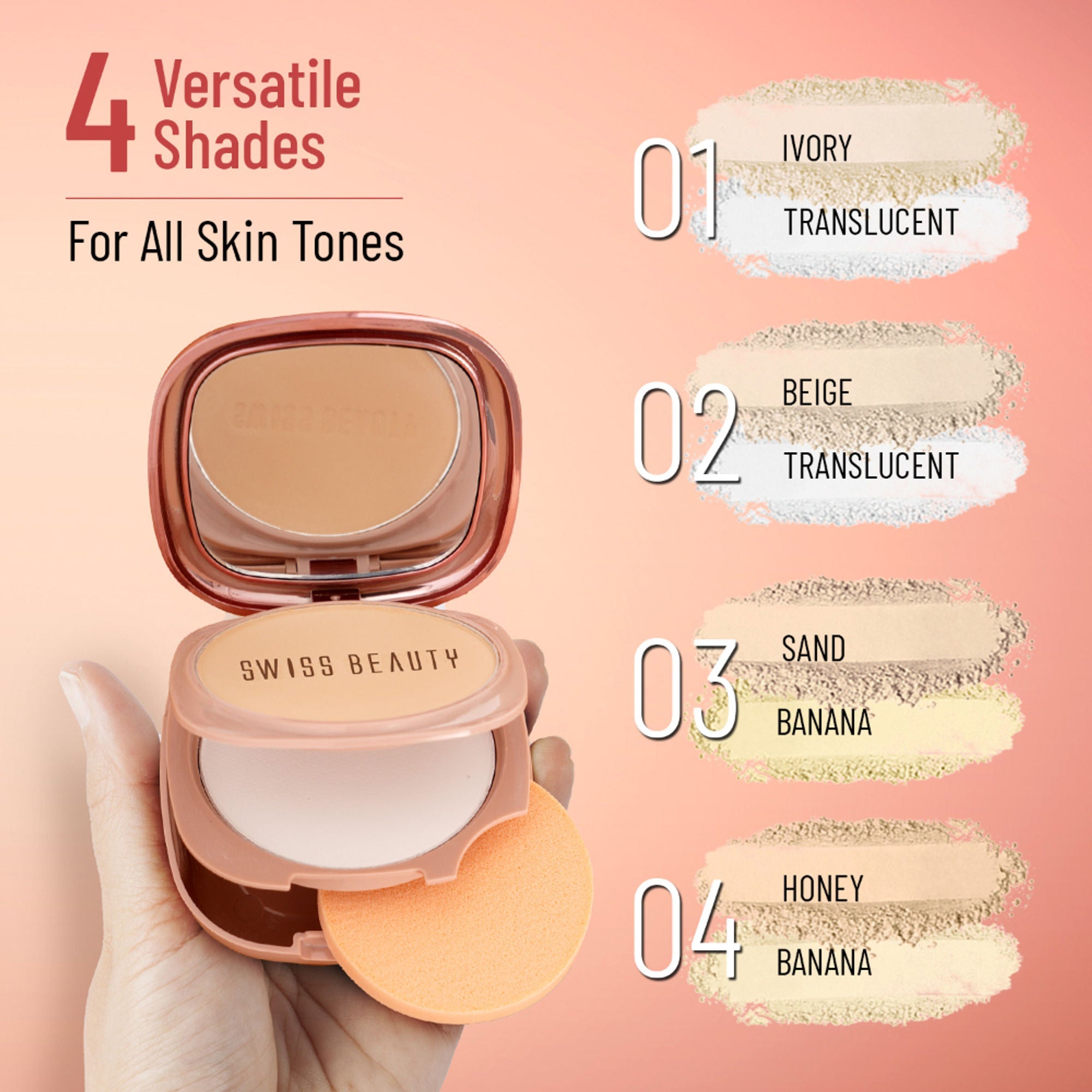Swiss Beauty Matte & Set Duo Lightweight Compact Powder - 02 Beige and Translucent