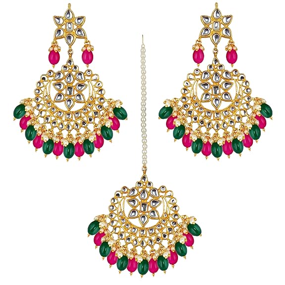 Tehzeeb CreationEthnic Gold Plating Padmavat Jewelry Kundan Necklace Set for Girls & Women THZ494