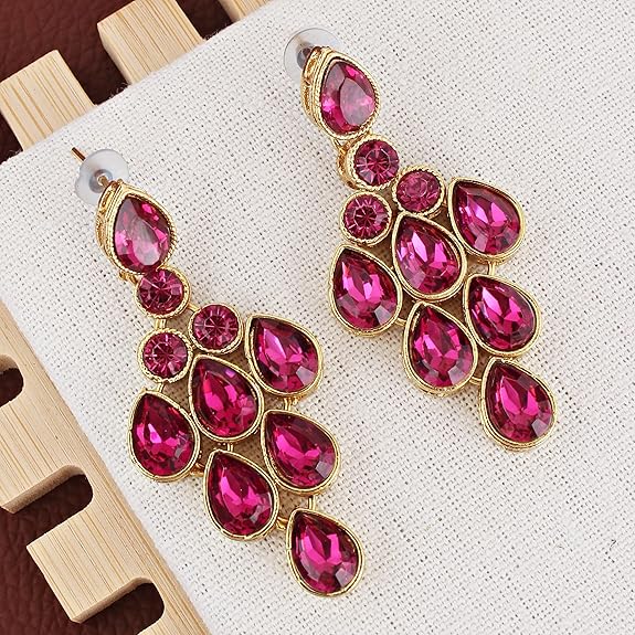 Tehzeeb Creation Designer Gold Plated Elegant Stone Necklace Set For Women & Girls THZ497