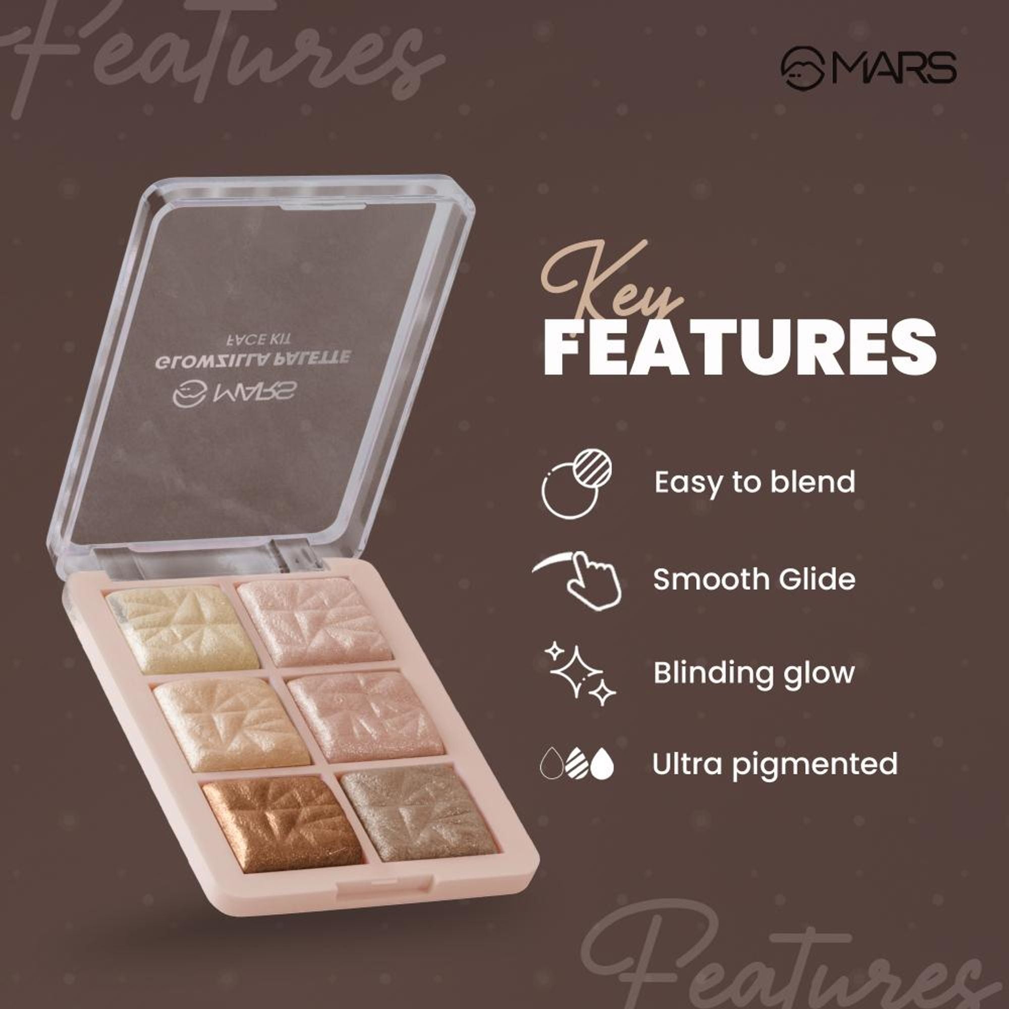 MARS Cosmetics Glowzilla 6 Shade Face Highlighter Palette - 02