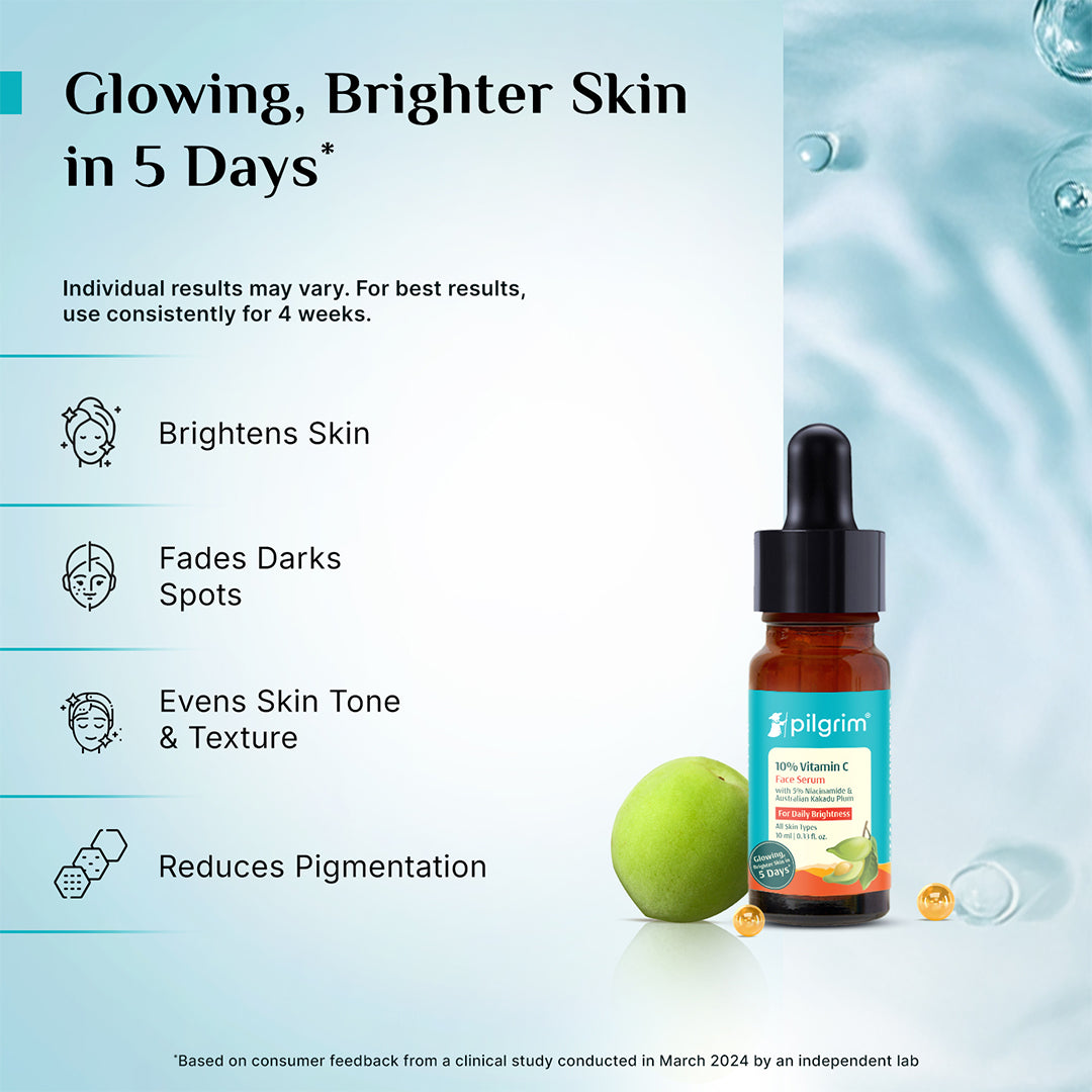 Pilgrim 10% Vitamin C Face Serum For Daily Brightness 5% Niacinamide