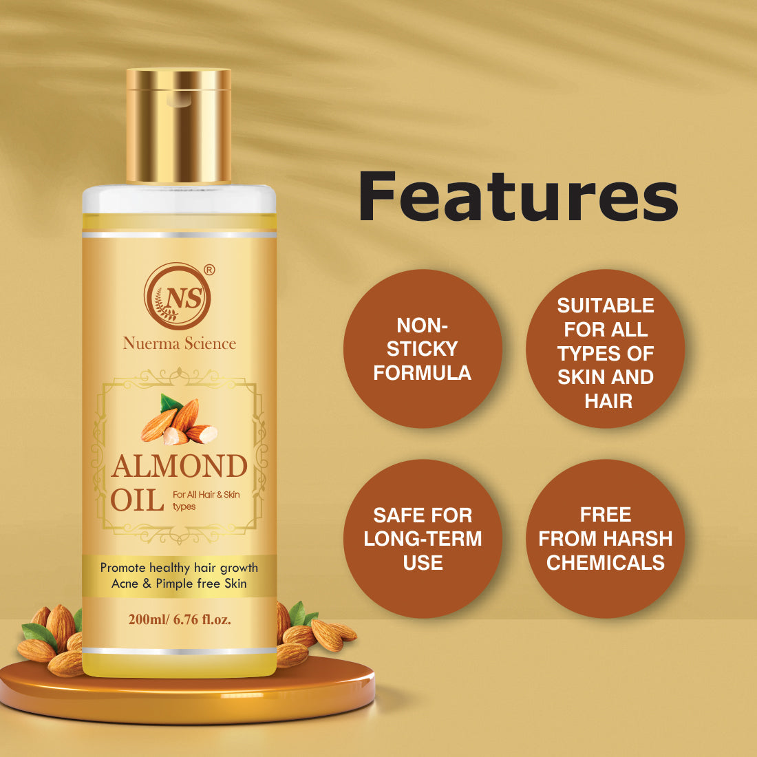 Nuerma Science Pure Almond Hair Oil for Natural Hair Growth