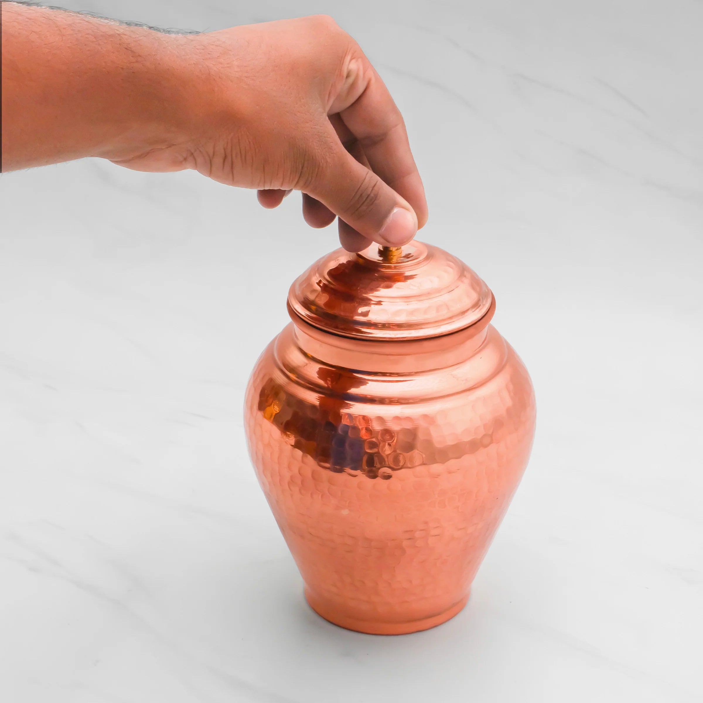 Health Smith Pure Copper Kiwi Jar Vintage | Copper Pot for Water, Chocolates, Dry Fruits | Vintage - Hammered