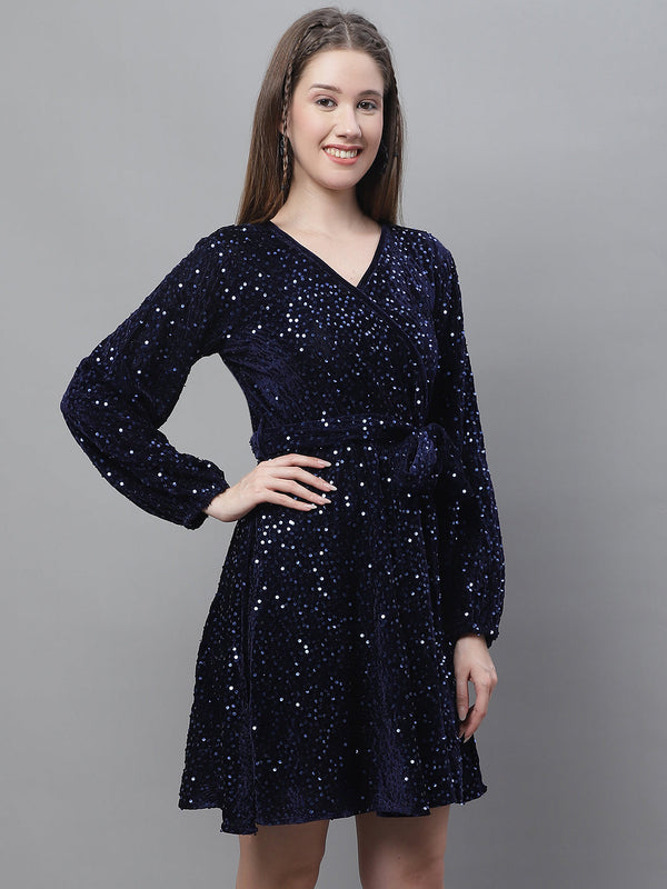 Women's Sequin Velvet A-line dress