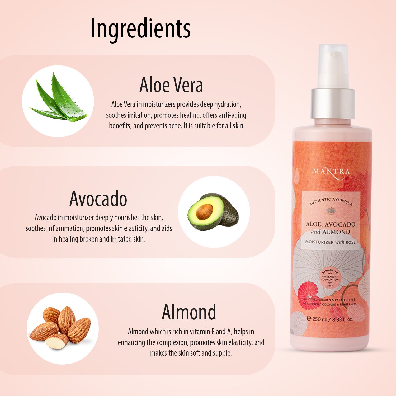 Mantra Aloe Avocado And Almond Moisturiser With Rose - Image 4