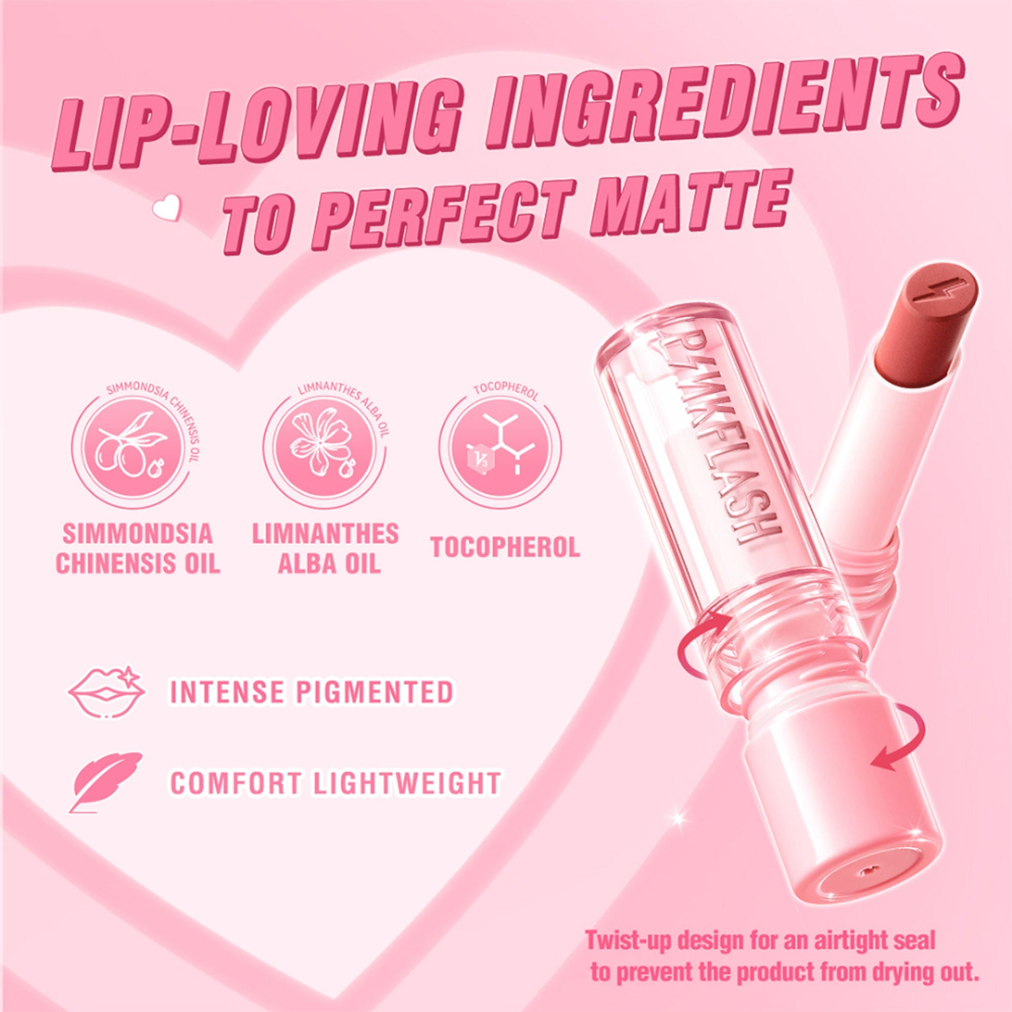 PINKFLASH Lasting Matte Lipstick - NU01 Cute Rose